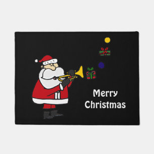 Tapete Papai Noel engraçado que joga a trombeta