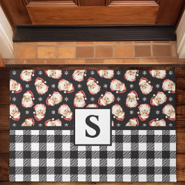 Tapete Papai Noel Vintage Xadrez Preto Monogramado Natal