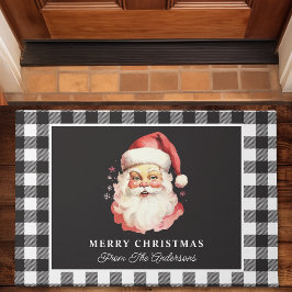 Tapete Papai Noel Vintage Xadrez Preto Natal Personalizad