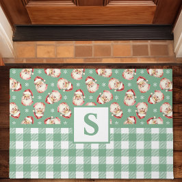 Tapete Papai Noel Vintage Xadrez Verde Monogramado Natal