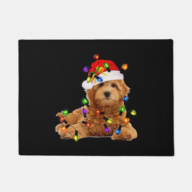 Tapete Papais noeis de Natal de Goldendoodle (Frente)