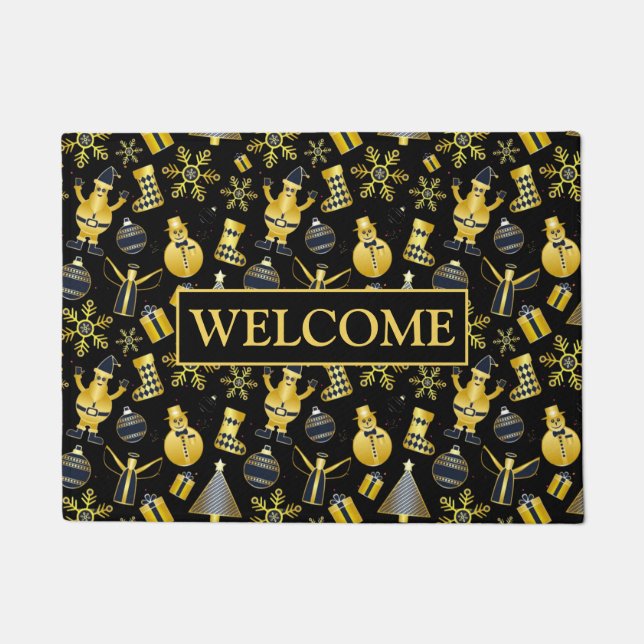 Tapete Papais noeis Dourados de Natal Snowman a empatar o (Frente)