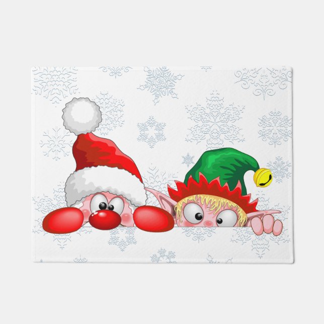 Tapete Papais noeis e Elf Cute e Caracteres Engraçados (Frente)