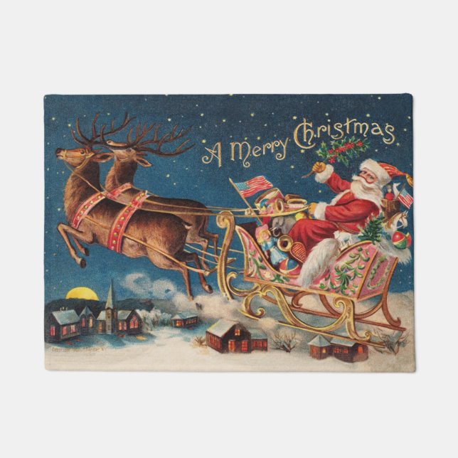 Tapete Papais noeis Patrióticos Feliz Porta de Natal (Frente)