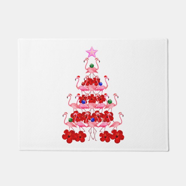 Tapete Papais noeis Rosa Flamingo Árvore de Natal (Frente)