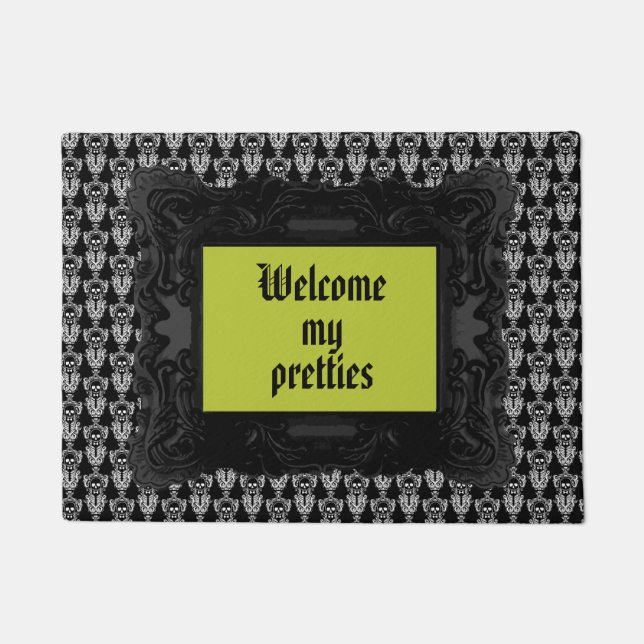 Tapete Papel de parede do crânio do smoking do damasco (Frente)