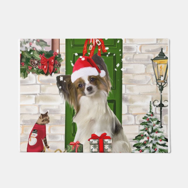 Tapete Papillon Dog Christmas (Frente)
