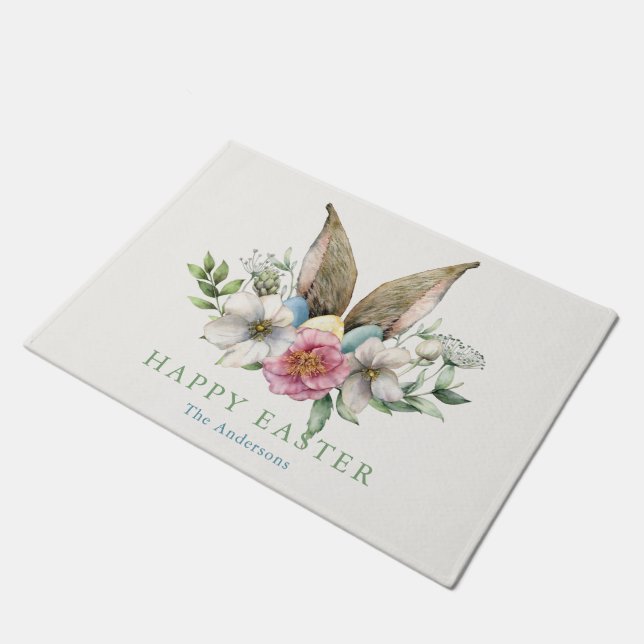 Tapete Páscoa de Ouvidos e Ovos de Coelho Floral (Inclinado)