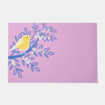 Pássaro Amarelo Ilustrado em um Fundo Rosa