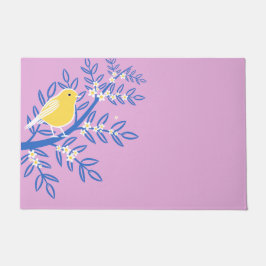 Tapete Pássaro Amarelo Ilustrado em um Fundo Rosa