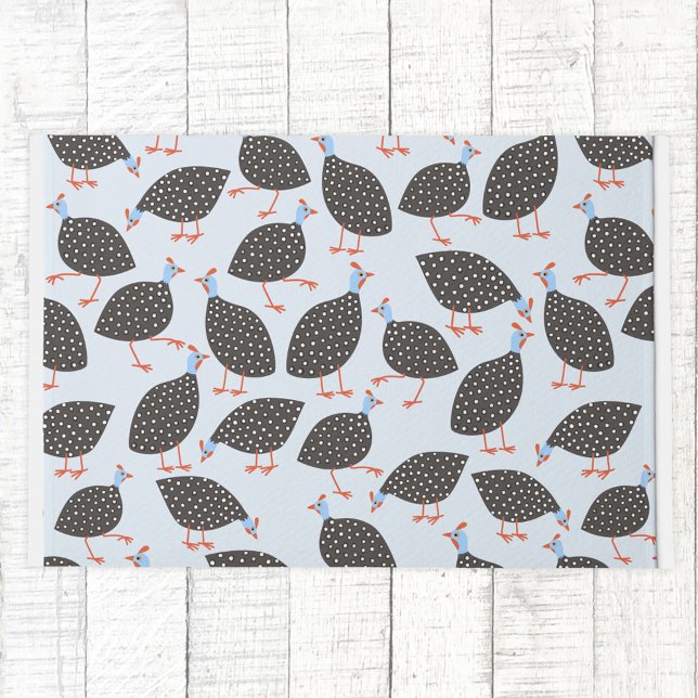 Tapete Pássaro-de-bico-corcunda (Fun Guinea Fowl bird doormat)