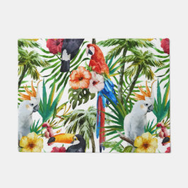 Tapete Pássaros da aguarela e teste padrão tropicais da
