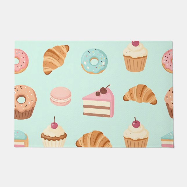 Tapete Pastel French Pastries Cute Dessert Pattern (Frente)