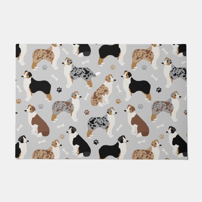Tapete Pastor australiano Bones e Paws Doormat (Frente)