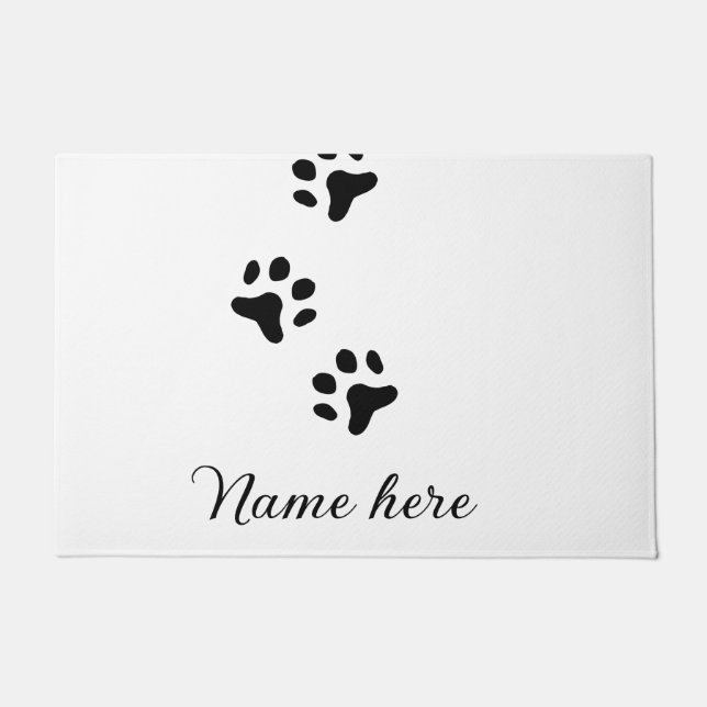 Tapete Pata de cão e animal preto acrescentar nome texto  (Frente)