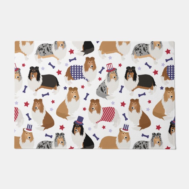 Tapete Patriotic Rough Collie Pattern Doormat (Frente)