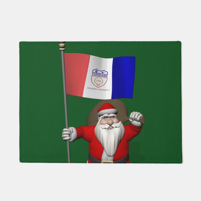 Tapete Patriótico Papai Noel Visitando Cleveland Ohio (Frente)