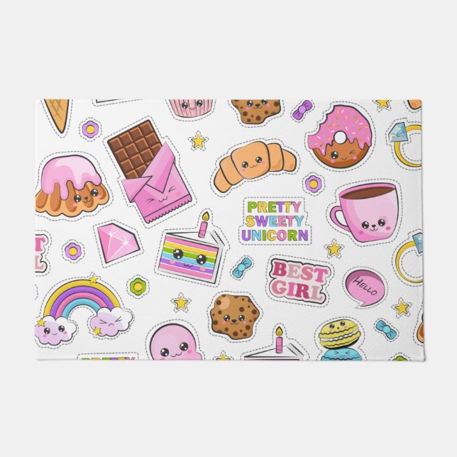 Tapete Patterno Funny Unicorn Magic Rainbow Cute (Frente)