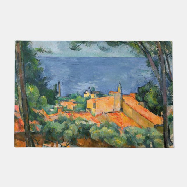 Tapete Paul Cezanne - Estaque com Telhados Vermelhos (Frente)