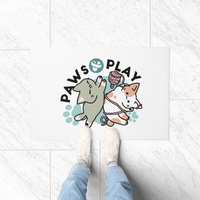 Tapete Paws and Play – Adorable Cat Illustration (Interior)