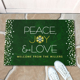 Tapete Paz Verde Alegria Amor Natal Floco de Neve Moderno
