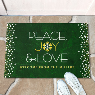 Tapete Paz Verde Alegria Amor Natal Floco de Neve Moderno