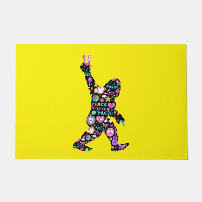 Tapete Pé Grande de Paz Hippie Engraçado Pé Grande (Frente)