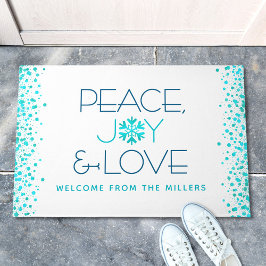 Tapete Peace Joy Love Holiday Turquoise Snowflake Nome