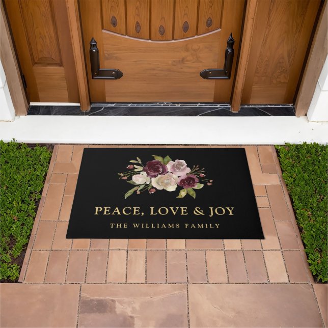 Tapete Peace Love and Joy Winter Bouquet Black Holiday (Ar livre)