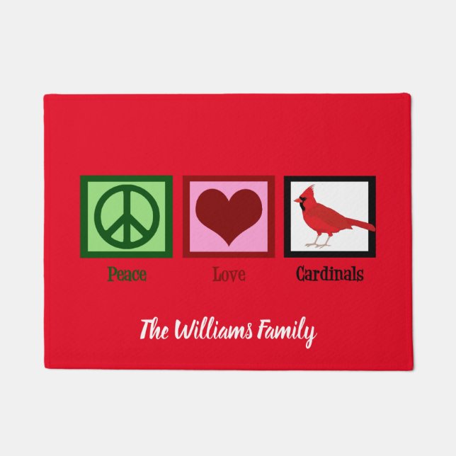 Tapete Peace Love Cardinals Christmas (Frente)