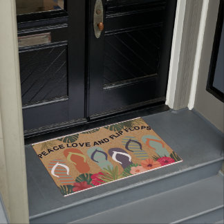 Tapete Peace Love E Chinelos Doormat, Beach House Mat