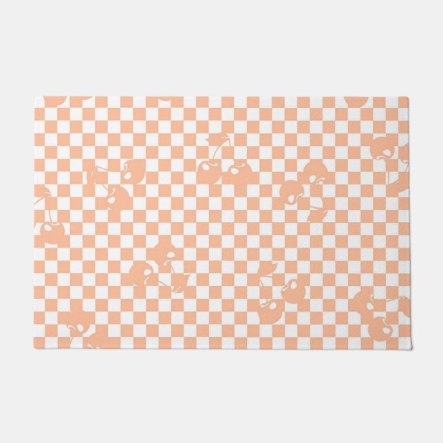 Tapete Peach Fuzz Cherry Gingham Patterno (Frente)