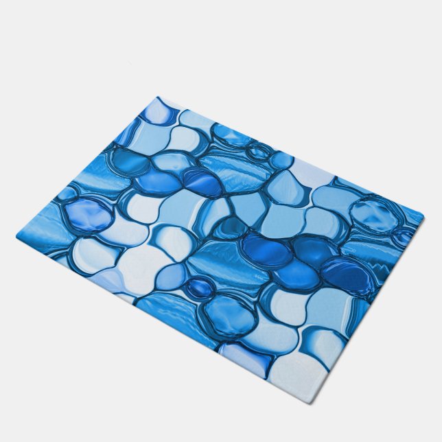 Tapete Pedras redondas em tons de azul real (Inclinado)