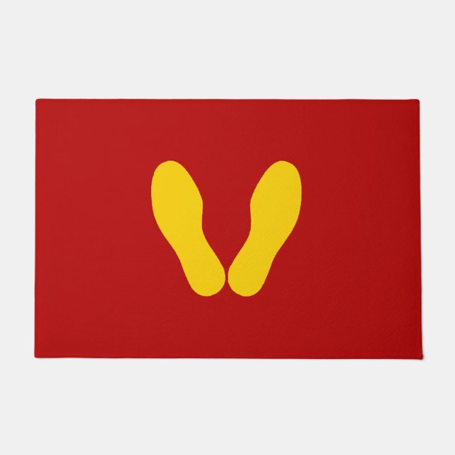 TAPETE PEGADAS AMARELAS EM VERMELHO (Frente)