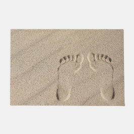Tapete Pegadas em Pés-Descalços na Areia