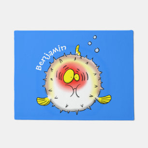 Tapete Peixe-balão engraçado cartoon de peixe-porco-espin
