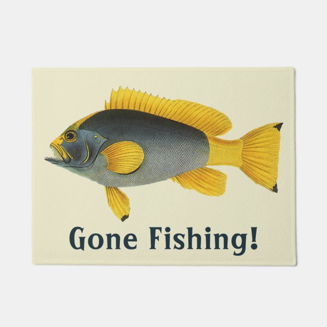 Tapete Peixe Garoupa Amarelo e Azul, Vida Marinha Antiga (Frente)