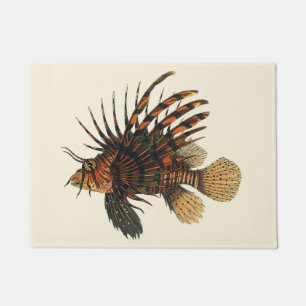 Tapete Peixe-Leão, Vida Marinha Oceânica Animal Vintage