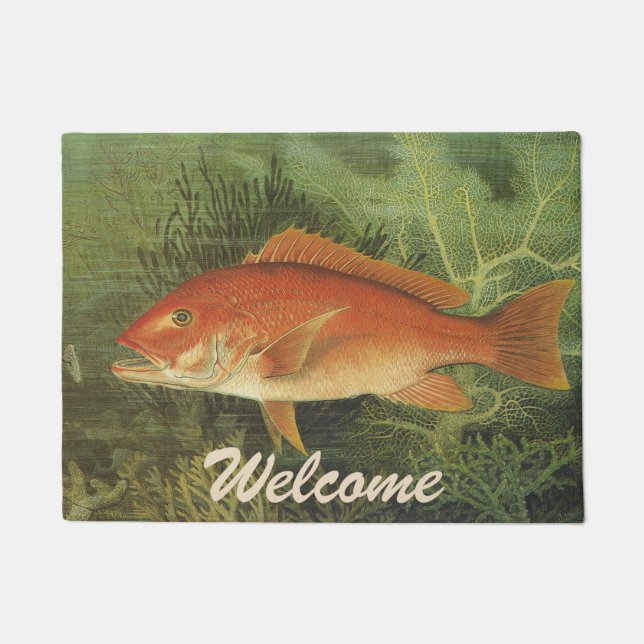 Tapete Peixe-Snapper Vermelho no Oceano, Vida Marinha Vin (Frente)