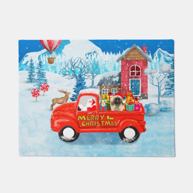 Tapete Pekingese Dog Christmas Delivery Truck Snow (Frente)