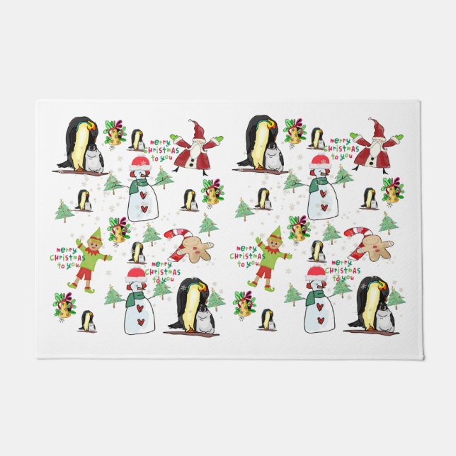 Tapete Penguin Christmas Matt Doormat (Frente)