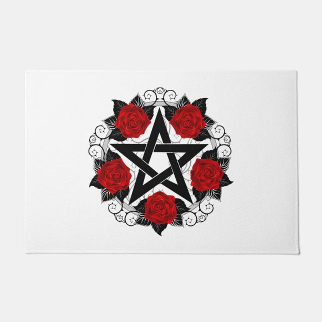 Tapete Pentagrama com Rosas vermelhas (Frente)