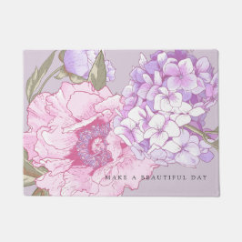 Tapete Peônia Hidrangea Floral Moderna Roxa Rosa