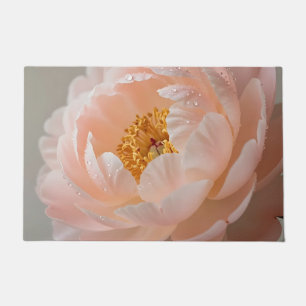 Tapete Peônia Rosa Suave com Gotículas de Orvalho