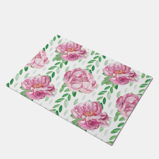 Tapete Peônias de aquarela rosa (Inclinado)