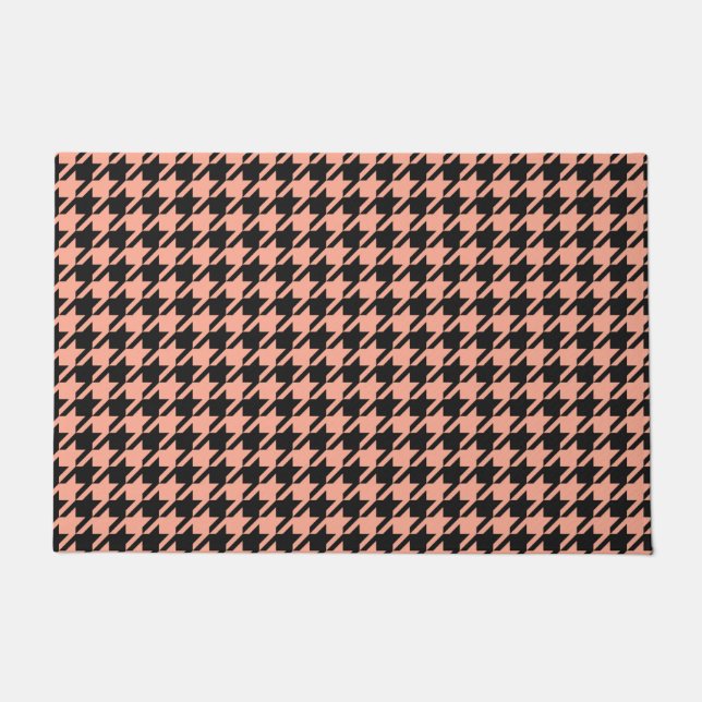 Tapete Pepita Clássica Houndstooth Peach Preto (Frente)