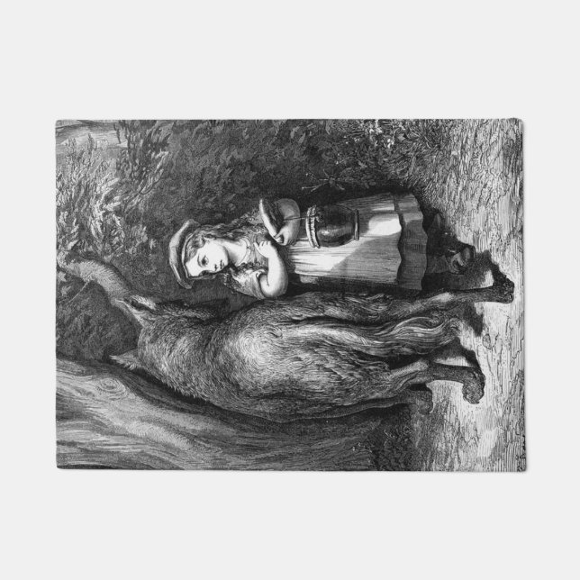 Tapete Pequeno Capuchinho Vermelho Conhece o Velho Padre  (Frente)