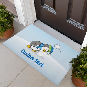 Tapete Pequeno pinguim ganhando uma porta de neve