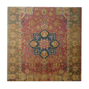 Tapete Persa Asiático Kashan em Ouro Vermelho