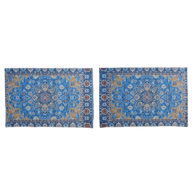 Tapete Persa Turco Azul Oriental Antigo (Frente - conjunto)